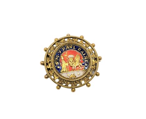 An antique 18ct gold and enamel brooch 'S M V PAUL RAINER', 7.4g, diameter 32 mm. CONDITION REPORT: This possibly commemorate
