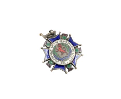 A silver and enamel medal for the Caledonian society of Johannesburg