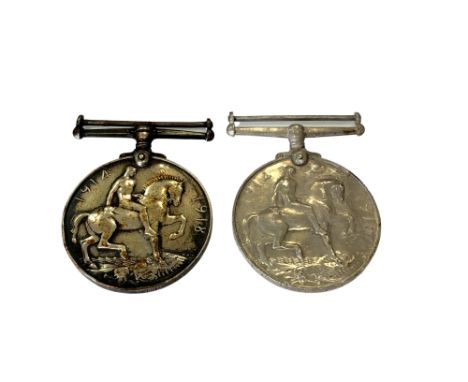 Two WWI British War medals; 49167 Pte E T Genders South Staff R.  and 10655 Pte J Haynes Oxford and Bucks Light Infantry. 