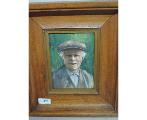 Ron Caygill, (20th century), portrait study old man, signed and dated 1982, 16 x 11cm, mahogany framed and glazed, 31 x 27cm