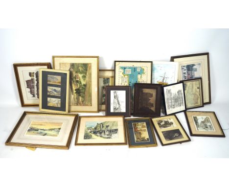 A collection of prints and pictures, to include scenes of Wells city, a Lowry print, photographs and more, all framed and gla
