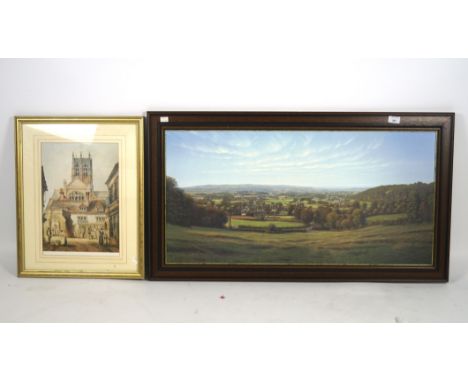 Two contemporary prints of  The Vale of Taunton and a village pub and church, the first limited edition number 41/850, signed