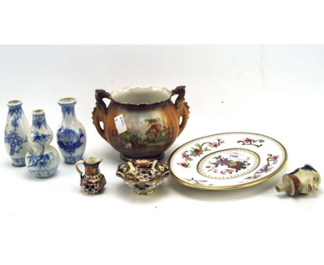 A selection of ceramics, to include three Chinese style blue and white vases, one being of double gourd form, a Royal Worcest