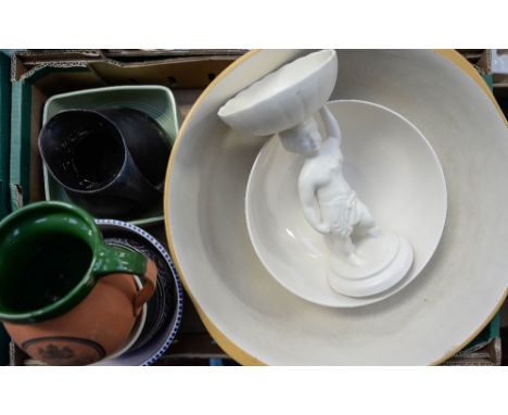 Two boxes of ceramics to include Poole Pottery, Wedgwood, and other miscellaneous items