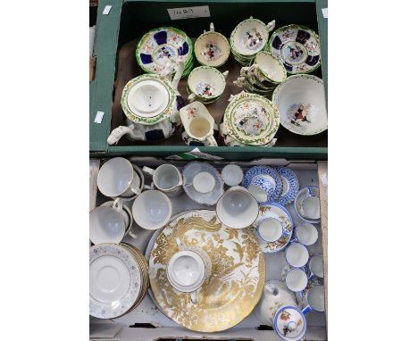 Two boxes of tea and china ware, including early 19th Century tea service 