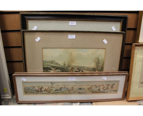 Four framed hunting scenes prints.