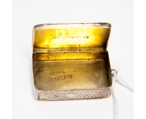 A Victorian silver vinaigrette, engine turned body, George Unite, Birmingham 1871, 0.35 ozt.