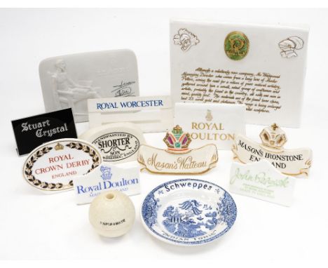 Ceramic Company Advertising Plaques - Lladro, Royal Crown Derby, John Beswick, Royal Doulton, Mason's Ironstone, etc. (13)