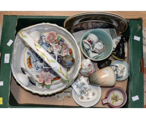 A box of decorative and cabinet china to include Royal Worcester and Delfts 