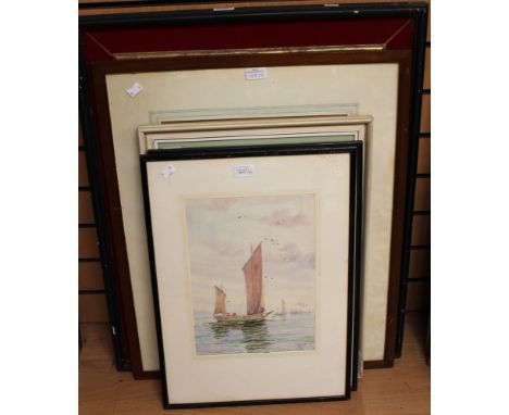 Newlyn School, watercolour portrait of a fisherman signed S Bland; together with four other watercolours 