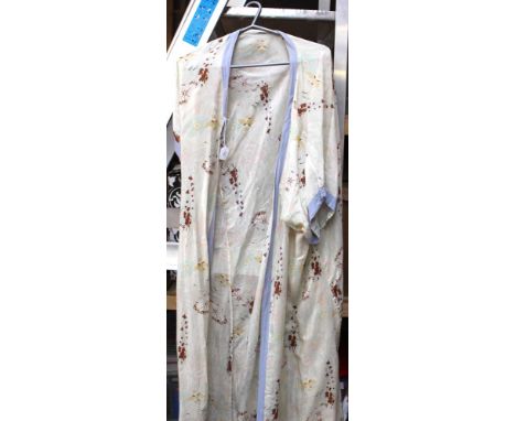 A 1930's dressing coat, screen print decoration, a/f, Kimono style.