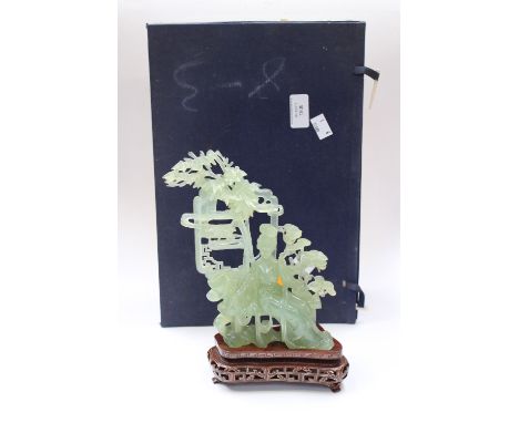 A Jade figure of Chinese Lady on stand 