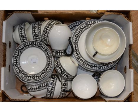 A Royal Worcester part tea set, including eleven cups, saucers, eight cake plates, two serving plates, milk jug, slop bowl (o