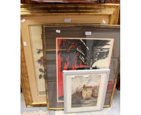 Three prints including modern Japanese print, 4 of 52. (3)
