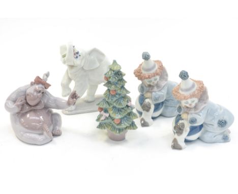 Four Lladro figures and a Nao Figure.

