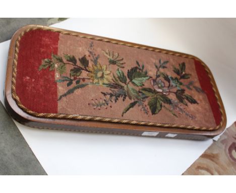 A Victorian kneeling stool on parquetry inlaid base 