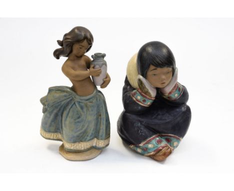 Two Lladro figures, one Native American, other Asian 