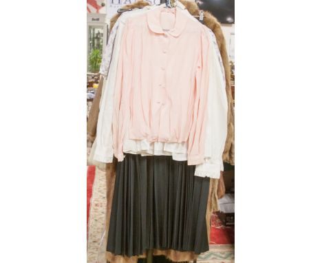 A 1960's silk Boutique design blouse - Anna Bellinda of Oxford, pink - small, together with two Romantic Revival - Laura Ashl