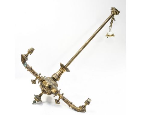 A three branch ceiling hanging light fitting
