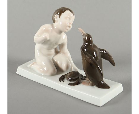 GRUPPE "BROTNEID", farbig staffiert, H 9, Modellnr. K 84, Entwurf Ferdinand LIEBERMANN von 1910, ROSENTHAL, SELB, um 1920