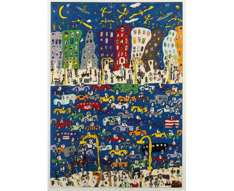 RIZZI, James, "Midnight in Manhattan", Farbserigrafie, 70 x 50, nummeriert 25/150, datiert 1978, handsigniert und betitelt, R