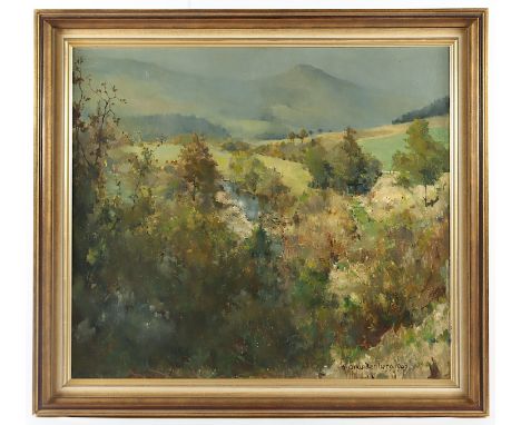 BRANDENBERG, Wilhelm (1889-1975), "Herbst im Wennetal", Öl/Hartfaser, 69,5 x 78,5, unten rechts signiert und "1947" datiert, 