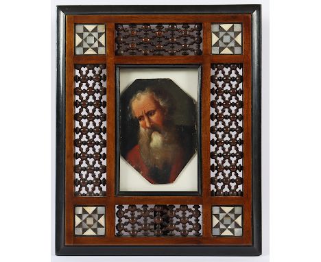 DIETRICY, Christian (1712-1774), zugeschrieben, "Portrait eines Bärtigen", Öl/Malplatte, 13 x 9,5, besch., Standbilderrahmen 