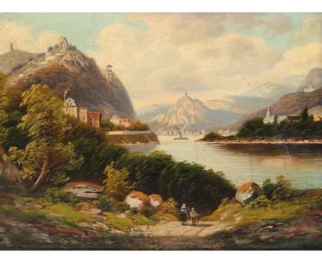 FORSTMANN, Arnold (1842-1914), "Blick in das Rheintal mit Rolandsbogen, Drachenfels und Nonnenwerth", Öl/Lwd., 26,5 x 36, bes