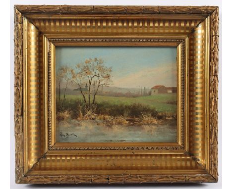 BAROTTE, Léon (1866-1933), "Landschaft", Öl/Holz, 14 x 17,5, unten links signiert und "90" datiert, R.