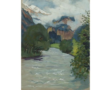 BÜCHSEL, Elisabeth (1867-1957), "Karwendel", Mischtechnik/Papier, 32 x 24, besch., R., Provenienz: Familie der Künstlerin