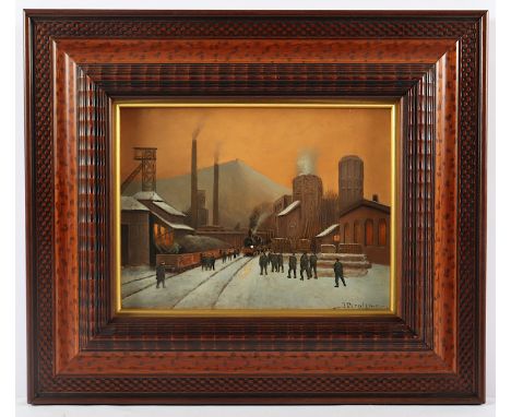 BROLSMA, Johannes Hessel (1909-1990), "Vor der Schicht", Öl/Platte, 18 x 24, unten rechts signiert, R.