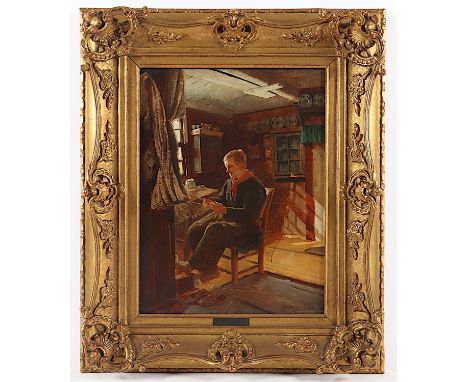 FAGERLIN, Ferdinand J. (1825-1907), "Fischer in der Stube", Öl/Lwd., 42 x 32, unten rechts signiert, R.