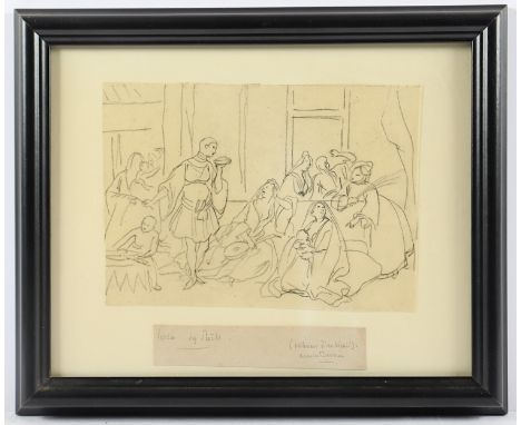 DEVÉRIA, Achille (1800-1857), zugeschrieben, "Im Serail", schwarze Kreide/Papier, 15,5 x 21,5, R.