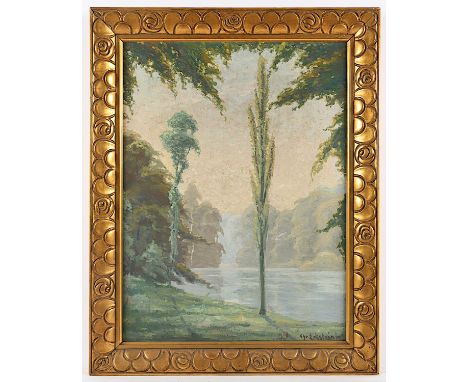 ECKSTEIN, Chr. (Maler um 1920), "Seenlandschaft", Öl/Lwd., 64 x 47,5, unten rechts signiert und "1918" datiert, R.