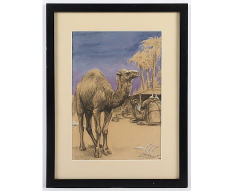 BINDER, Toni (1868-1944), "Impression aus Ägypten", Aquarell/Kohle/Papier, 30 x 21 (Passepartoutausschnitt), unten links sign