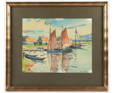 GLEISSNER, Hans (1880-1935), "Hafen", Aquarell/Papier, 35 x 45 (Passepartoutausschnitt), unten rechts signiert, R.