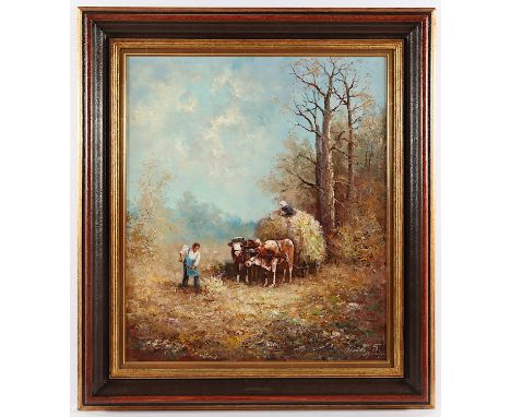 BIERLE, Rudolf (*1928), "Bei der Arbeit auf dem Lande", Öl/Lwd., 70 x 60, unten rechts signiert, R.