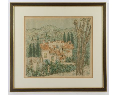 PUDLICH, Robert, "Italienische Landschaft", Original-Farblithografie, 42 x 46, handsigniert, läs., R.