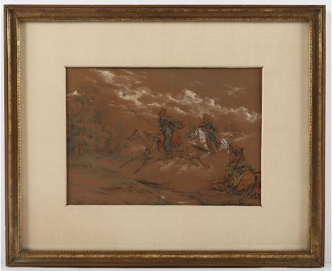 GRASSHOF, Otto (1812-1876), "Reitende Ulanen", Aquarell/Papier, 15,5 x 22, unten links signiert und "1847" datiert, R.