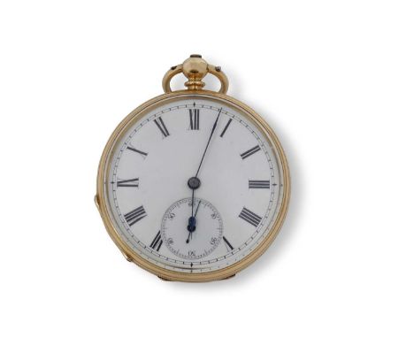 A yellow metal pocket watch stamped 18k inside the case back with a Dent of London fitted box, the pocket watch has a key wou