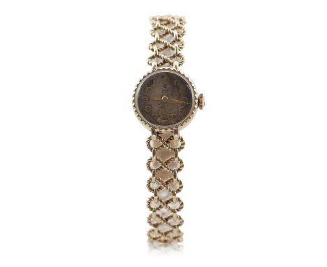 A 9ct gold ladies Tudor Royal wristwatch on a 9ct gold Rolex bracelet, gross weight approx 22 gms, it has a crown wound manua