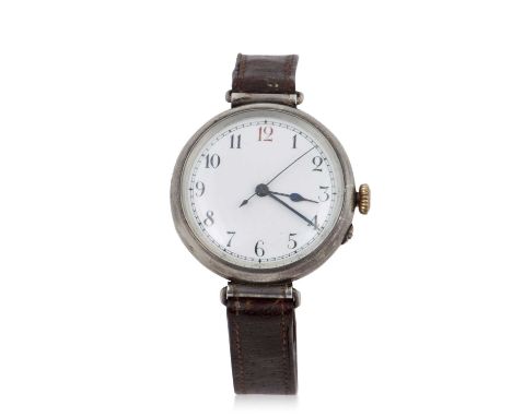 A white metal Medic Trench watch, stamped on the inside of the case back 925, the watch has a manually crown wound movement, 