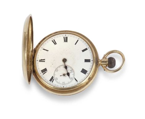 An 18ct J W Benson half hunter pocket watch, hallmarked in the case back, has a manually crown wound movement with the moveme