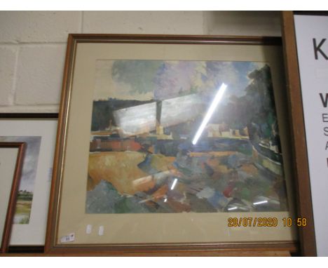 LARGE COLOURED PRINT OF LAKELAND COTTAGES