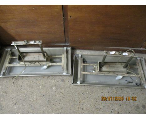 PAIR OF ART NOUVEAU STYLE ELECTRIC CEILING LIGHT FITTINGS, EACH APPROX LENGTH 75CM