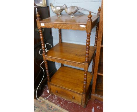 3 tier oak shelf with drawer to base 