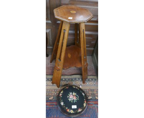 Arts &amp; Crafts plant stand together with a foot stool 