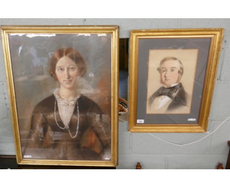 Victorian pastel portrait in gilt frame 