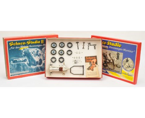 Schuco Studio II Auto Union Racing Car Kit "Rennwagen-Moneur", box contains an unbuilt tinplate clockwork model in silver, wi