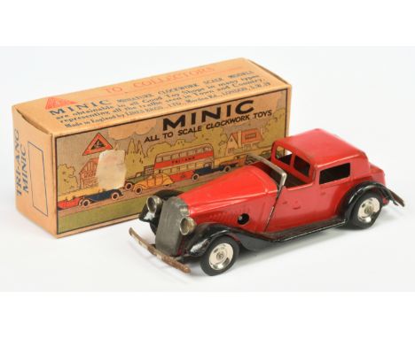 Triang Minic Vauxhall Coupe, surface corrosion to plated parts, wheels have flatten, key (untested), within Fair box, overall